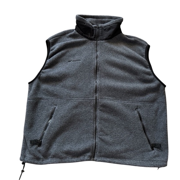 Columbia Vest Mens Size 2X Gray Fleece Full Zip Outdoors Hiking Camping EUC - Picture 1 of 4
